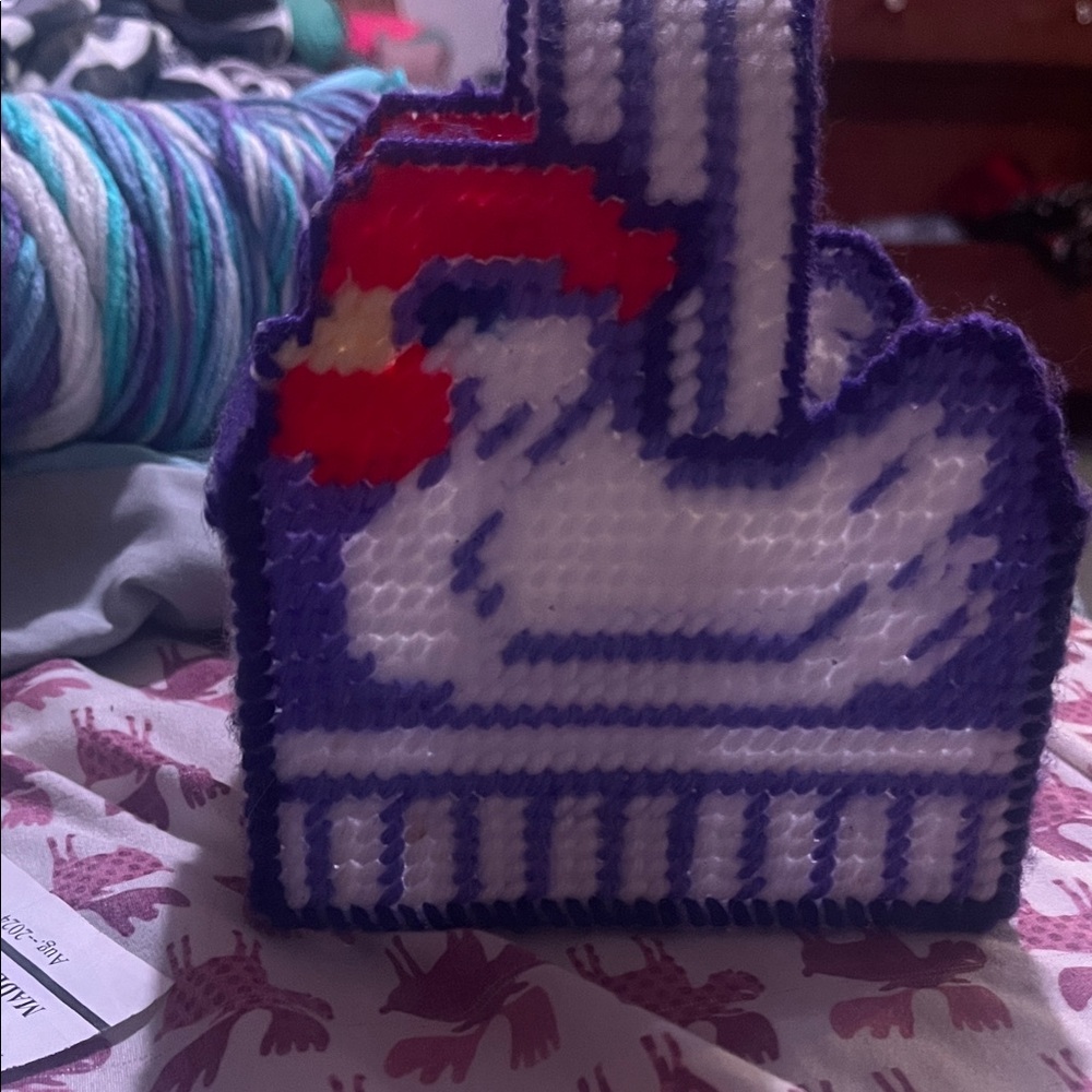 Purple and White Chicken Design Bag